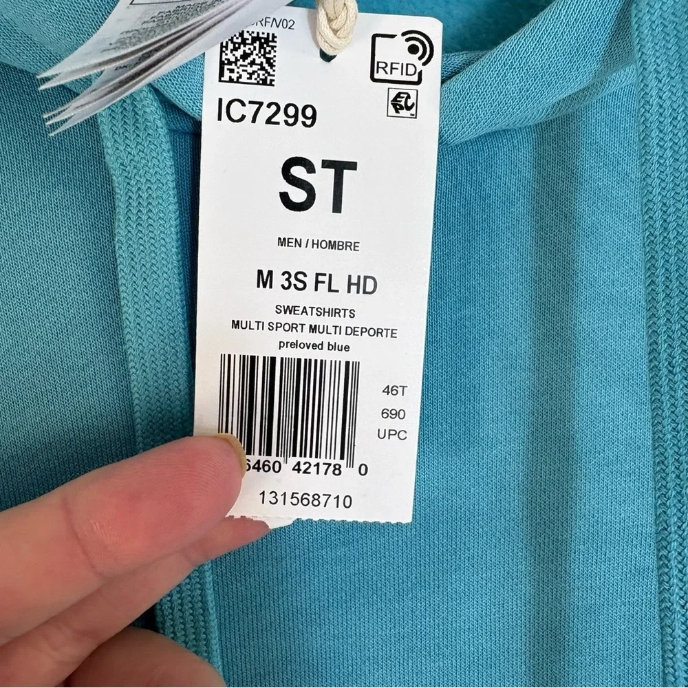 ADIDAS Teal Blue Hoodie Size Medium — NEW WITH TAG!!!!